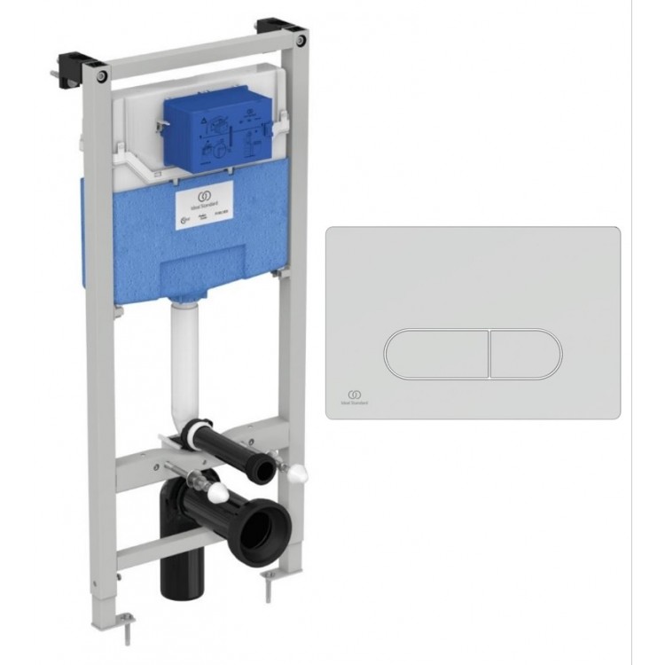 Iebūvējamais rāmis tualetes podam Ideal Standard ar hromētu pogu, R020467/0115AA Iebūvējamais rāmis tualetes podam Ideal Standard ar hromētu pogu, R020467/0115AA