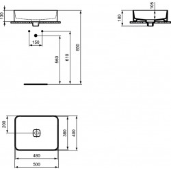 Vannas istabas uzliekamā izlietne Ideal Standard STRADA II 50x40cm, T296701
