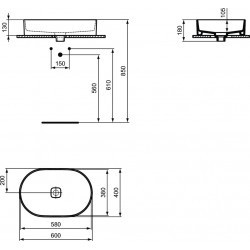 Vannas istabas uzliekamā izlietne Ideal Standard STRADA II 60x40cm, T298101
