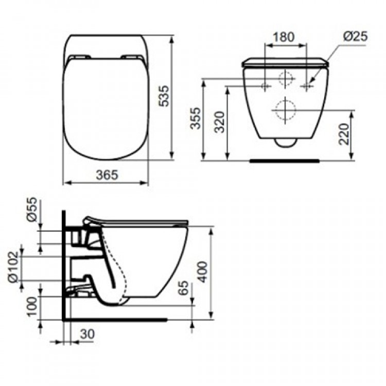 Tualetes pods piekaramais Ideal Standard Tesi AquaBlede ar Soft Close vāku, melns matēts, T0079V3+T3527V3.
