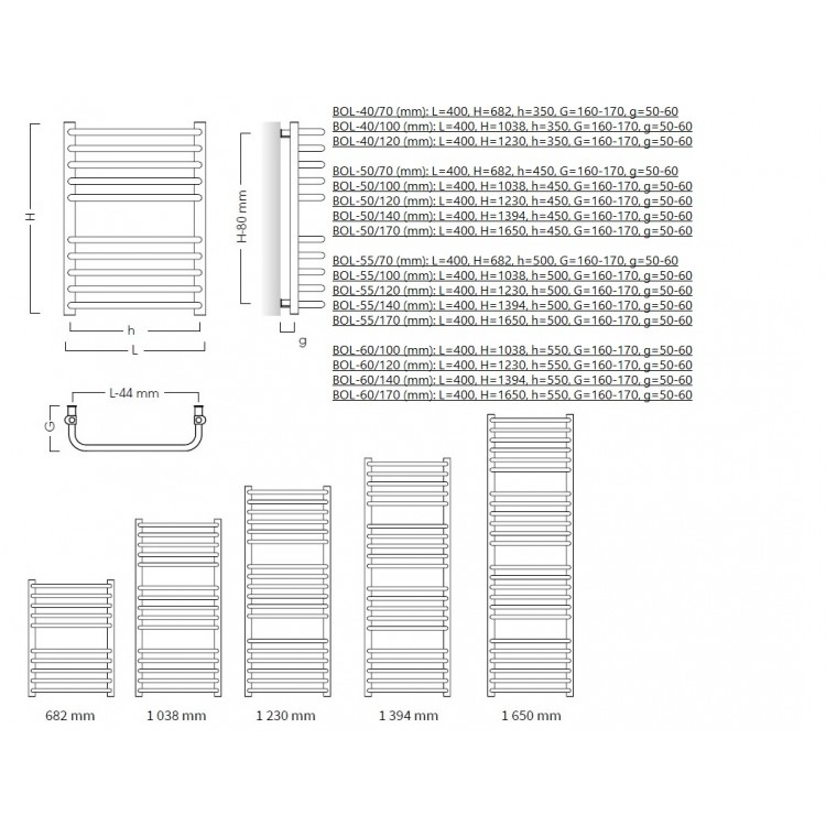 Dvieļu žāvētājs Instal Projekt BOLERO 500x1038mm, balts Dvieļu žāvētājs Instal Projekt BOLERO 500x1038mm, balts