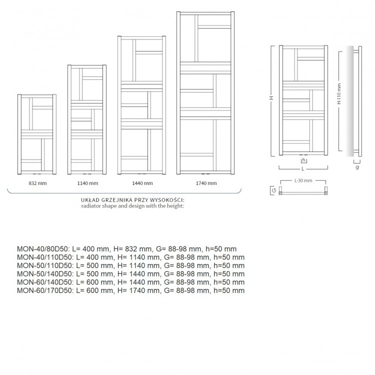Dvieļu žāvētājs Instal Projekt Mondrian 400x1140mm, melns Dvieļu žāvētājs Instal Projekt Mondrian 400x1140mm, melns