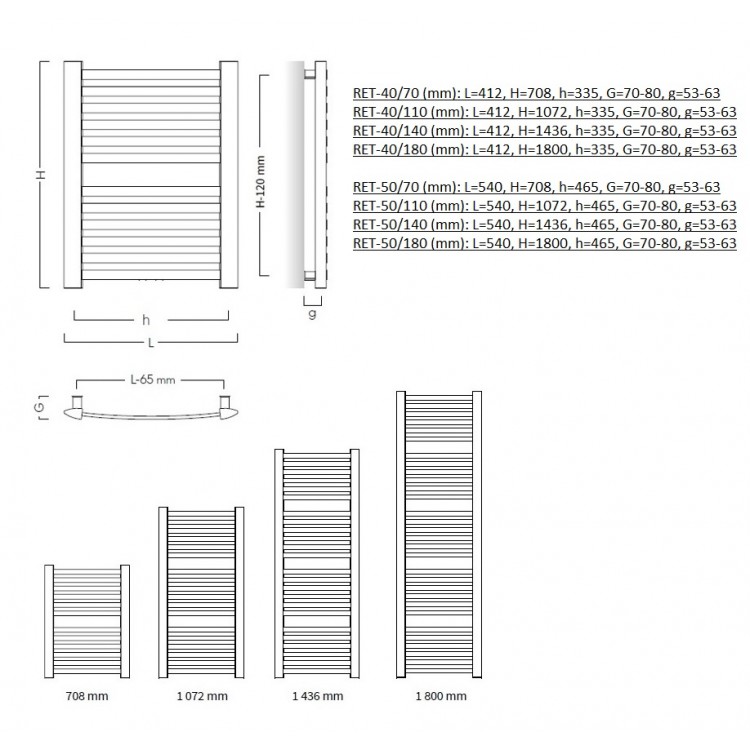 Dvieļu žāvētājs Instal Projekt RETTO 540x1072mm, balts Dvieļu žāvētājs Instal Projekt RETTO 540x1072mm, balts