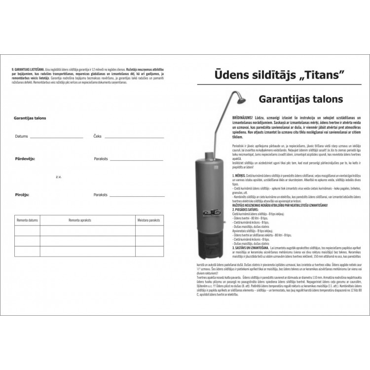 Malkas ūdens sildītājs Titāns 80L, 911149