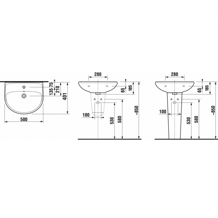 Vannas istabas izlietne JIKA Lyra Plus 50x41 cm, H8143810001041