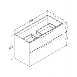 Vannas istabas skapītis izlietnei KAME BIG 100cm, BU/10-3DR/19-BIG/CH