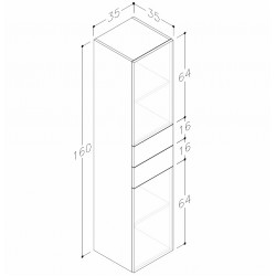Vannas istabas augstais skapis Kame GAMA 160x35cm, TU/35-1/10