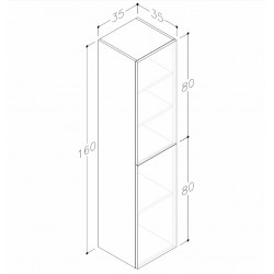 Vannas istabas augstais skapis Kame GAMA 160x35cm, TU/35-2/D05