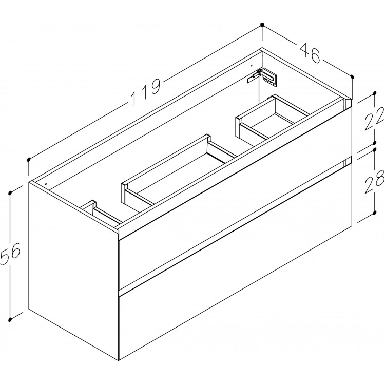Vannas istabas skapītis ar izlietni Kame LOFT 120cm, 22310912/SG1214618D