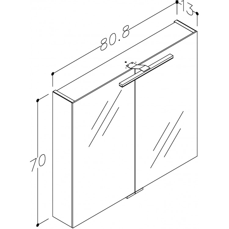 Vannas istabas skapītis ar spoguli KAME Garda 80x70 cm,MC2DML/80-70/M Vannas istabas skapītis ar spoguli KAME Garda 80x70 cm,MC2DML/80-70/M