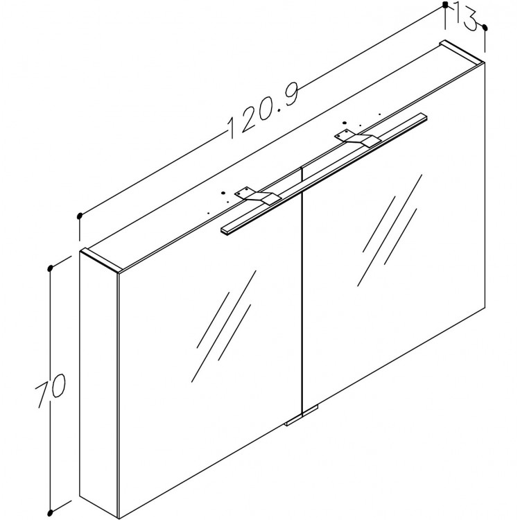 Vannas istabas skapītis ar spoguli KAME Garda 120x70 cm,MD2DML/120-7/ Vannas istabas skapītis ar spoguli KAME Garda 120x70 cm,MD2DML/120-7/