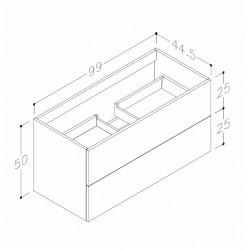 Vannas istabas skapītis izlietnei Kame GAMA 100х45cm, BU/10-3DR/1