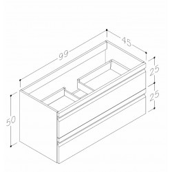 Vannas istabas skapītis izlietnei Kame Terra 100cm, BU/10-3DR/D1F2