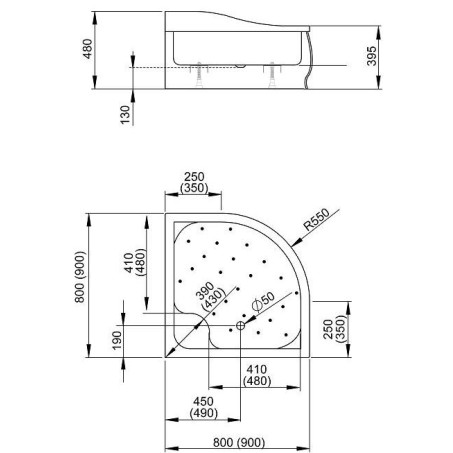 Dušas stūris pusapaļš Radaway Dolphi Premium Plus A 90x90