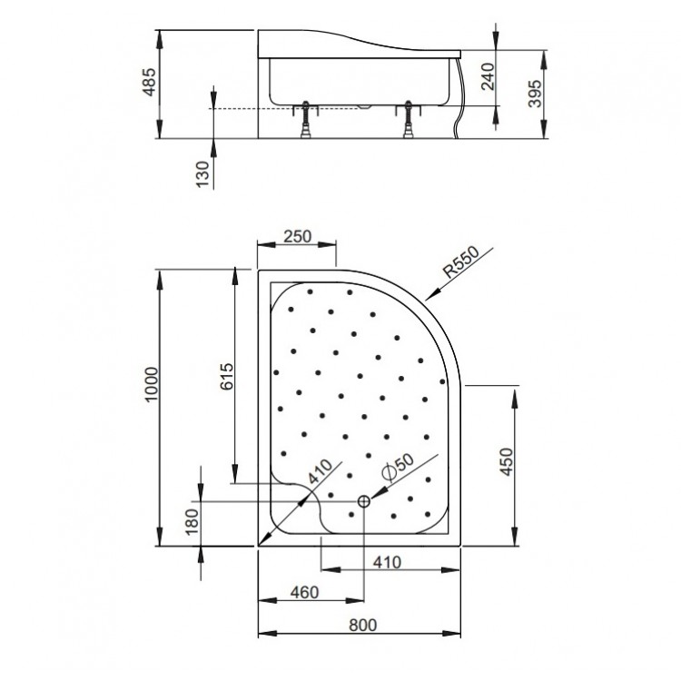 Dušas paliktnis dziļais Radaway KORFU E 100x80cm
