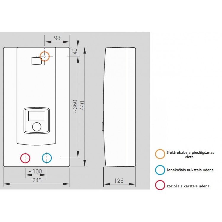 Caurplūdes ūdens sildītājs Kospel PPE2 09/12/15kW, 380V Caurplūdes ūdens sildītājs Kospel PPE2 09/12/15kW, 380V