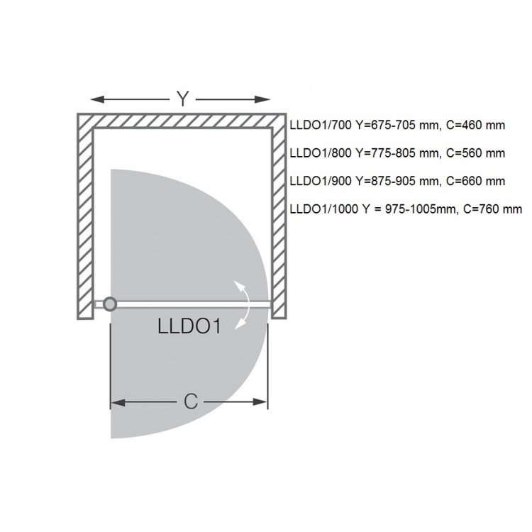 Dušas durvis veramās Roltechnik LLDO1 1000mm Dušas durvis veramās Roltechnik LLDO1 1000mm