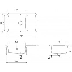 Virtuves izlietne HELIKA LIRA 780x500 mm, SQL101AW-114 Virtuves izlietne HELIKA LIRA 780x500 mm, SQL101AW-114