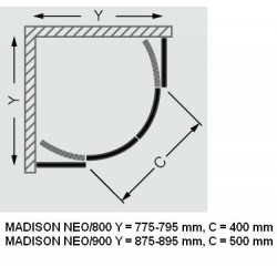 Dušas stūris pusapaļš Roth Roltechnik Madison Neo 900x900mm