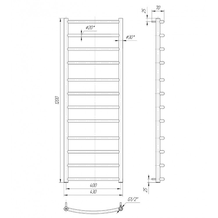 Dvieļu žāvētājs Mario Classic 1200x430/400mm Dvieļu žāvētājs Mario Classic 1200x430/400mm