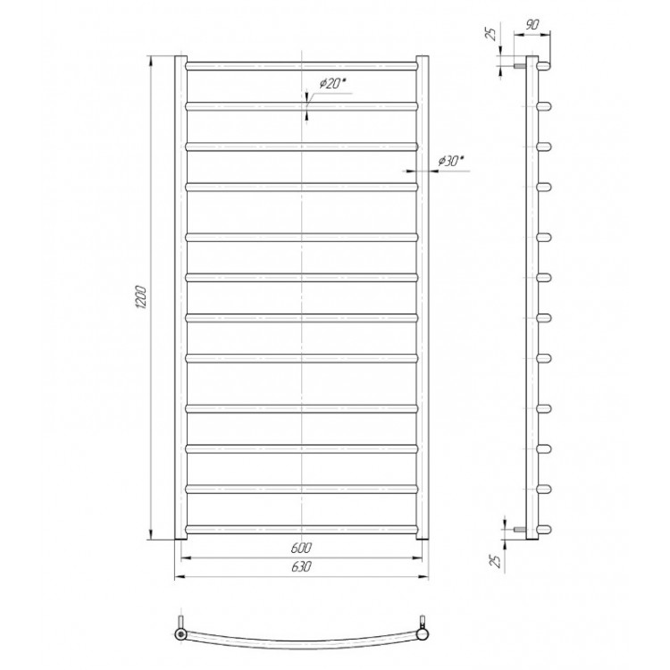 Dvieļu žāvētājs Mario Classic 1200x630/600mm Dvieļu žāvētājs Mario Classic 1200x630/600mm