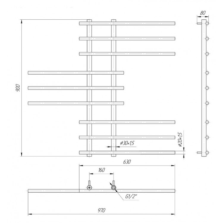 Dvieļu žāvētājs Mario Symphony 900x970/160mm Dvieļu žāvētājs Mario Symphony 900x970/160mm