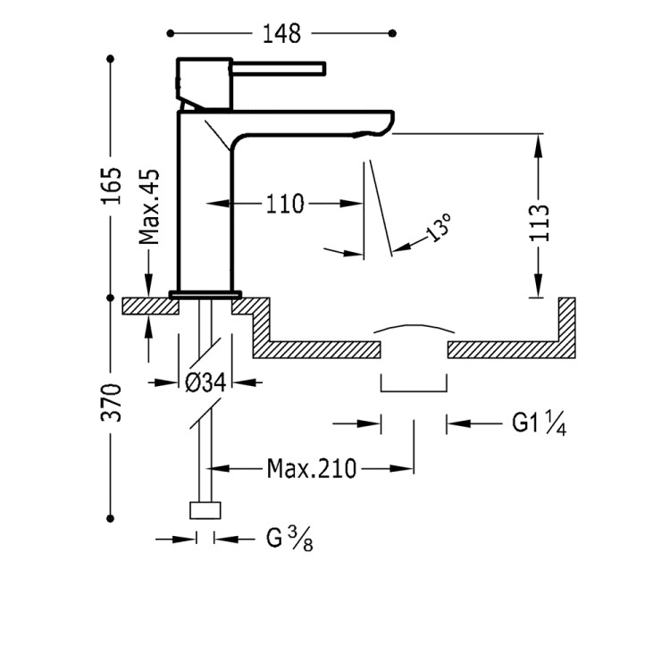 Izlietnes maisītājs MAX-TRES, hroms 06210302D