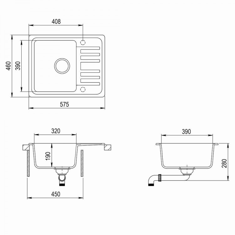 Virtuves izlietne HELIKA NOTUS 575x460 mm, SQ102AW-110