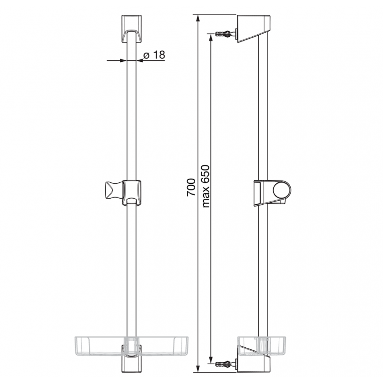 Dušas stienis ORAS APOLLO 253150