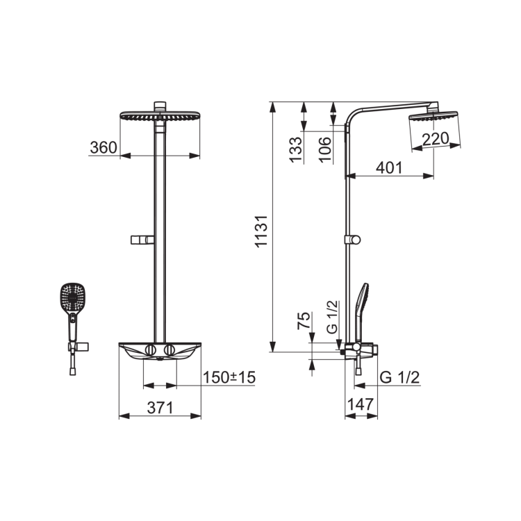 Dušas sistēma ORAS Esteta 7590U-15