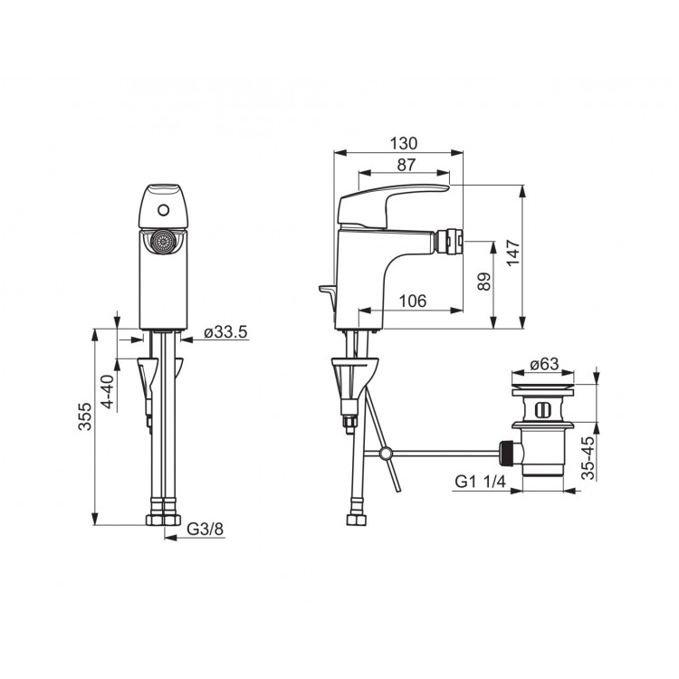 Bidē maisītājs ORAS SAFIRA, 1018F