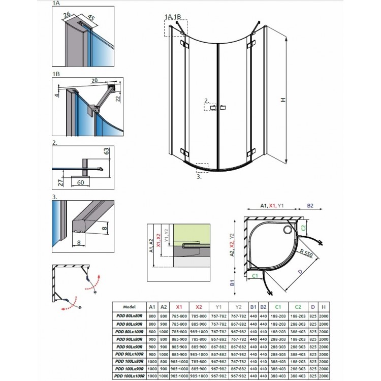 Dušas stūris pusapaļš Radaway Essenza New PDD 80x80 cm Dušas stūris pusapaļš Radaway Essenza New PDD 80x80 cm