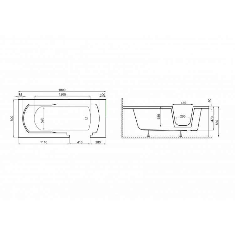 Vanna ar durtiņām Polimat AVO 180x80 cm, 00014 Vanna ar durtiņām Polimat AVO 180x80 cm, 00014