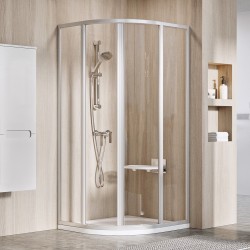 Dušas stūris pusapaļš RAVAK SKCP4 80х80cm, satīns/caurspīdīgs