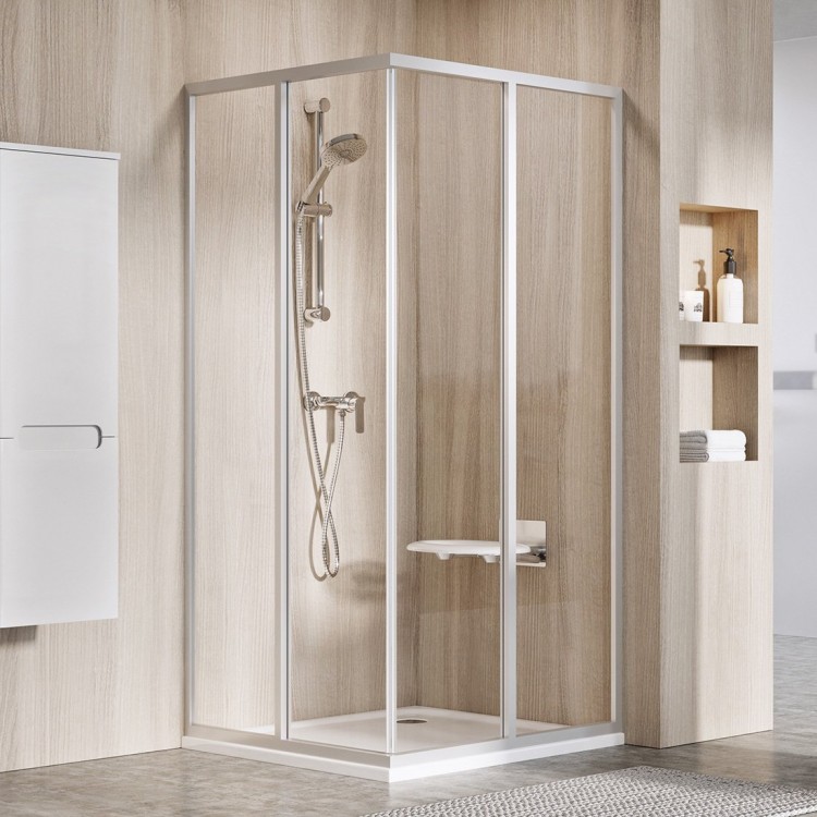 Dušas stūris kvadrātveida RAVAK 2xSRV2S 100x100 cm, satīns/caurspīdīgs