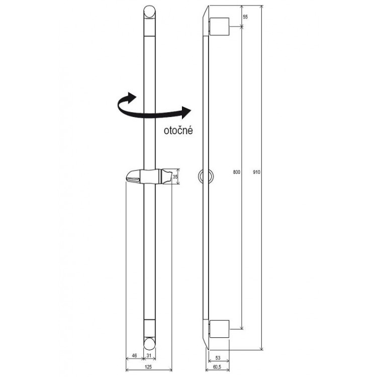 Dušas stienis Ravak 900mm 973.00 Dušas stienis Ravak 900mm 973.00