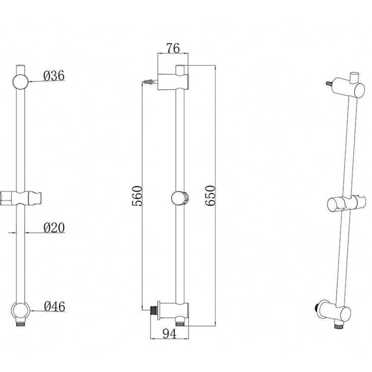 Dušas stienis Ravak 600mm 975.00