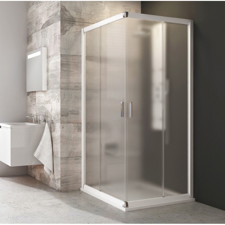 Dušas stūris kvadrātveida RAVAK BLRV2 80x80cm, balts/matēts