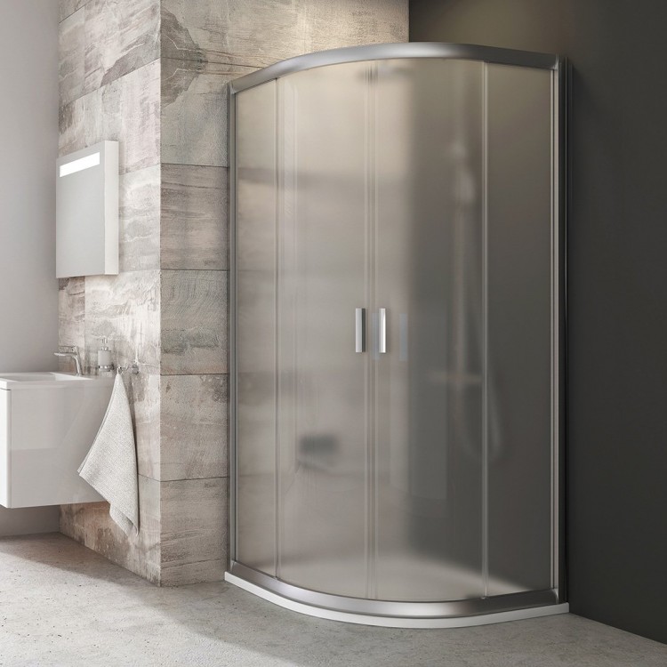 Dušas stūris pusapaļš RAVAK Blix BLCP4 90x90cm, satīns/grape