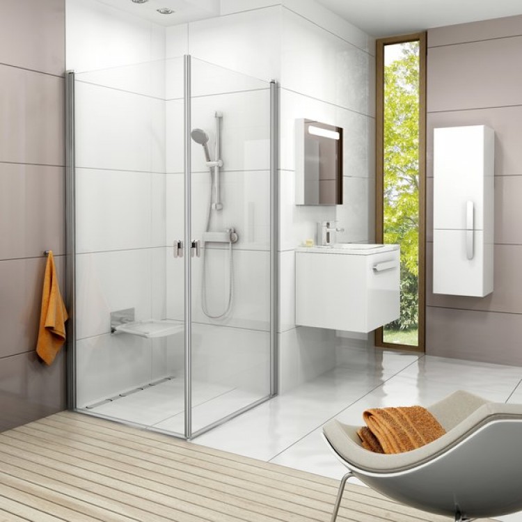 Dušas stūris kvadrātveida RAVAK Chrome 2xCRV1 80x80 cm, balts