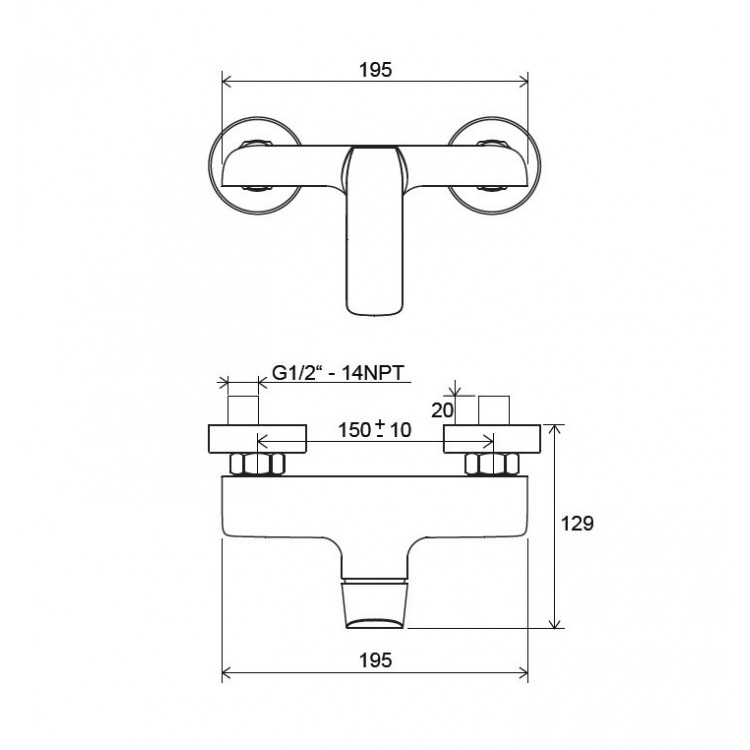 Dušas maisītājs RAVAK FLAT FL 032.00/150, X070121