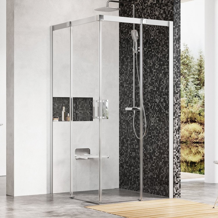 Dušas stūris kvadrātveida RAVAK Matrix MSRV4 90x90cm, satīns