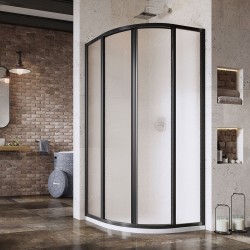 Dušas stūris pusapaļš RAVAK SKCP4 80х80cm, melns/grape