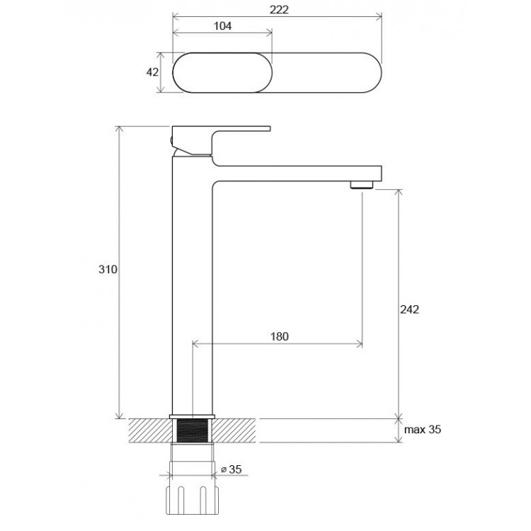 Izlietnes maisītājs paaugstināts RAVAK Chrome CR 015.00, X070100