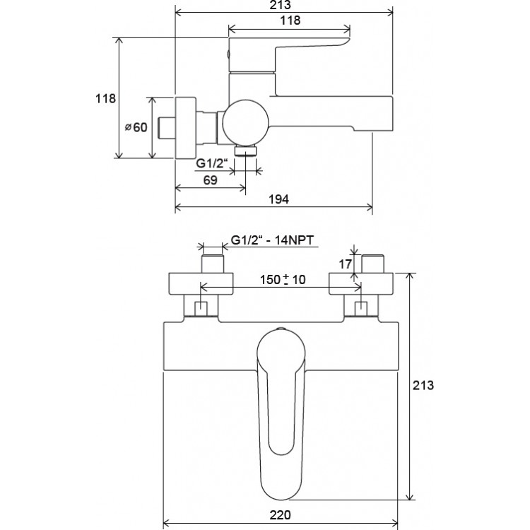 Vannas un dušas maisītājs RAVAK PURI PU 022.20/150