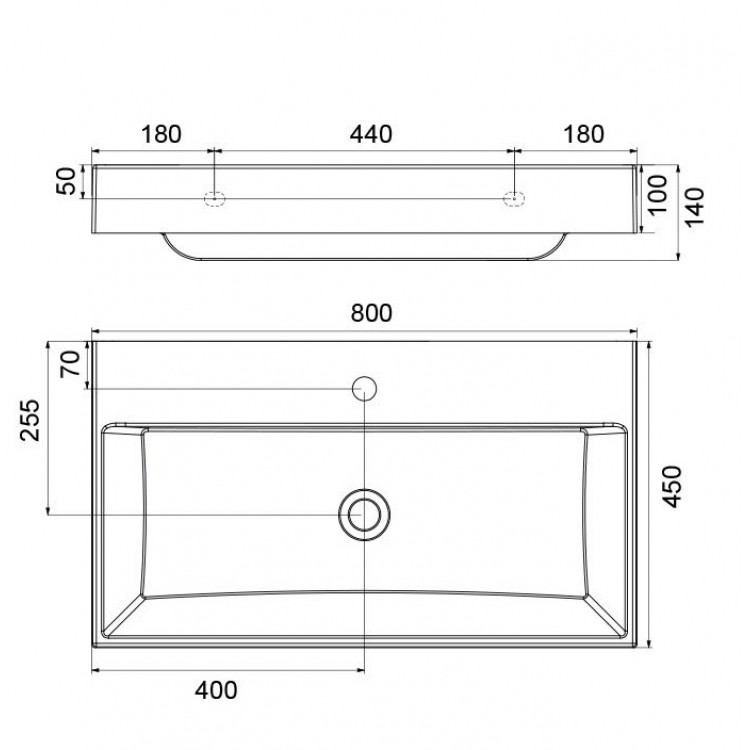 Vannas istabas izlietne RAVAK Natural 80x45 cm, XJO01280000