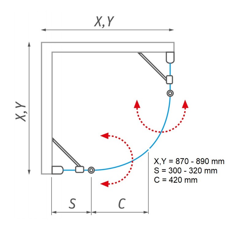 Dušas stūris pusapaļš Roth TR2 Light 900x900