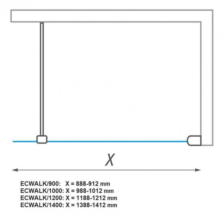 Dušas siena Roth ECWALK 100x200 cm, black Dušas siena Roth ECWALK 100x200 cm, black