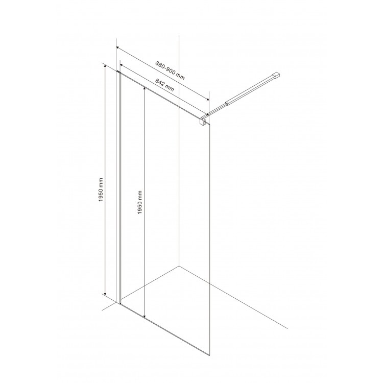 Dušas siena Rubineta Walk-In RUB-401 90cm, 693201 Dušas siena Rubineta Walk-In RUB-401 90cm, 693201