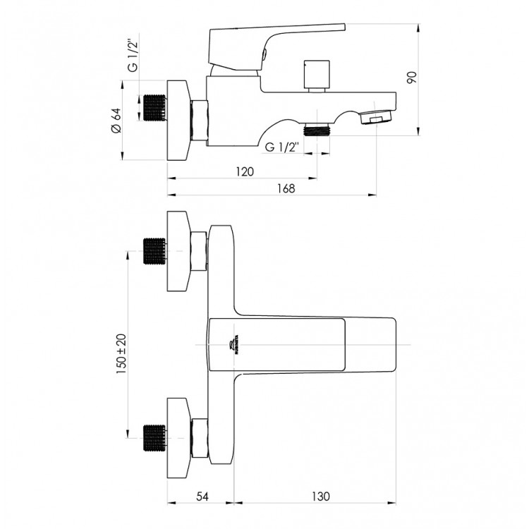 Vannas un dušas maisītājs Rubineta, Modena-10K, 170582